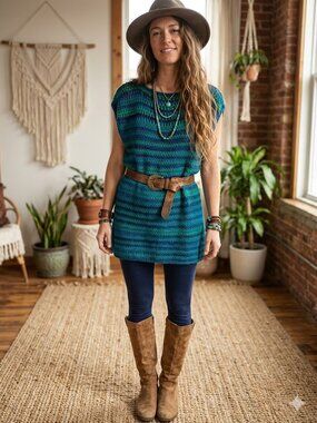 Handmade Blue-Green Crochet Sweater Vest